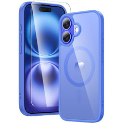 FNTCASE iPhone 16 Plus用電話ケース: マグネット式半透明耐衝撃スリム電話カバー - ミリタリーグレードの落下防止ハードバック指紋防止保護ケース
