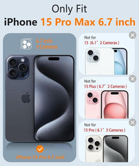 FNTCASE for iPhone 15 Pro Max Phone Case: Magnetic Slim Shockproof Anti-Scratch Matte Phone Cover - Full Covered Camera Protection Anti-Slip Drop Proof Silicone