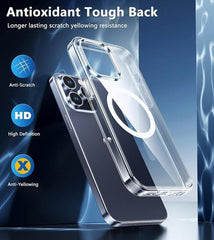Transparente Hülle für iPhone 15 Pro Max: Magnetisches Laden, vergilbungsfrei, stoßfest, Magsafe-Unterstützung