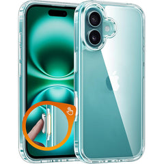 FNTCASE iPhone 16 Plus用ケース：カメラコントロールキャプチャー対応、ミリタリーグレードの落下保護、黄ばみ防止携帯電話カバー - 頑丈な耐衝撃透明ケース