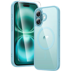 FNTCASE iPhone 16 Plus用電話ケース: マグネット式半透明耐衝撃スリム電話カバー - ミリタリーグレードの落下防止ハードバック指紋防止保護ケース