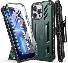 iPhone 13 Pro Max 6.7inch Rugged Case with Kickstand, Screen Protector & Belt Clip Holster - FNTCASE OFFICIAL