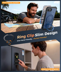 iPhone 17E Magnetic Rugged Case Featuring Ring Kickstand Military Grade Protection