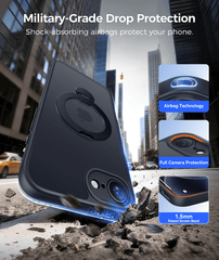 iPhone 17e/16e Case: 360° Spin Magnetic Stand, MagSafe, Screen Protector, Translucent Matte Military Grade Shockproof Full Camera Protective Phone Cover