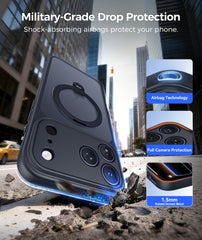iPhone 18 Pro Max Case: 360° Spin Magnetic Stand, MagSafe, Screen Protector, Translucent Matte Military Grade Shockproof Full Camera Protective Phone Cover