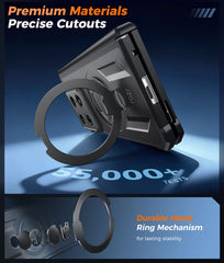 Motorola Razr Fold Magnetic Rugged Case Featuring Ring Kickstand Military Grade Protection with Belt Clip
