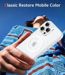 iPhone 15 Pro Clear Case: Magnetic Charging Anti Yellowing Shockproof Magsafe Support