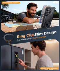 Samsung S26 Ultra Magnetic Rugged Case Featuring Ring Kickstand Military Grade Protection