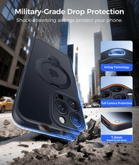 iPhone 14 Pro Max Case: 360° Spin Magnetic Stand, MagSafe, Screen Protector, Translucent Matte Military Grade Shockproof Full Camera Protective Phone Cover