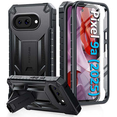 FNTCASE For Google Pixel 9A 2025 6.3 inch Phone Case: Military Grade Shockproof with Built-in Screen Protector and Kickstand