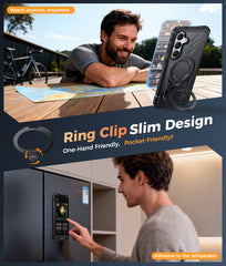 Samsung Galaxy S25 FE Magnetic Rugged Case Featuring Ring Kickstand Military Grade Protection