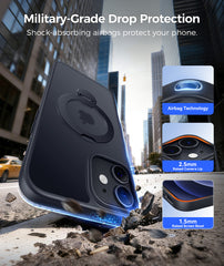 iPhone 12/12 Pro Case: 360° Spin Magnetic Stand, MagSafe, Screen Protector, Translucent Matte Military Grade Shockproof Full Camera Protective Phone Cover