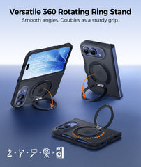 iPhone Ultra 2026 Case: 360° Spin Magnetic Stand Translucent Matte Military Grade Shockproof
