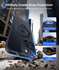 iPhone 12 Pro Max Case: 360° Spin Magnetic Stand, MagSafe, Screen Protector, Translucent Matte Military Grade Shockproof Full Camera Protective Phone Cover