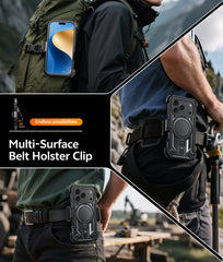 FNTCASE for iPhone 17 Pro Case with Ring Holder Magnetic Kickstand Military Grade Shockproof Protective Rugged Cell Phone Cover with Belt Clip Holster