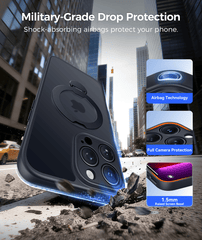 iPhone 13 Pro Case: 360° Spin Magnetic Stand, MagSafe, Screen Protector, Translucent Matte Military Grade Shockproof Full Camera Protective Phone Cover