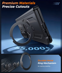 Samsung Galaxy Z Fold 7 Magnetic Rugged Case Featuring Ring Kickstand Military Grade Protection
