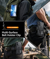 FNTCASE for iPhone 17 Case with Ring Holder Magnetic Kickstand Military Grade Shockproof Protective Rugged Cell Phone Cover with Belt Clip Holster