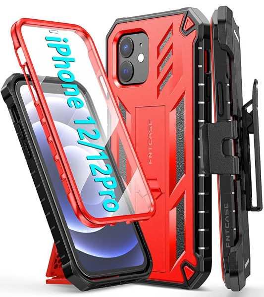 iPhone 12/12 Pro Rugged Protective Phone Case with Belt-Clip Holster and Kickstand - FNTCASE OFFICIAL