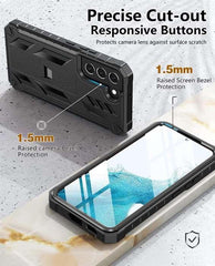 Galaxy S22 Military Rugged Matte Textured Sturdy Bumper Cover with Kickstand - FNTCASE OFFICIAL