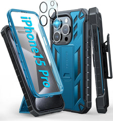 iPhone 15 Pro Phone Cover Blue with Belt Clip FNTCASE