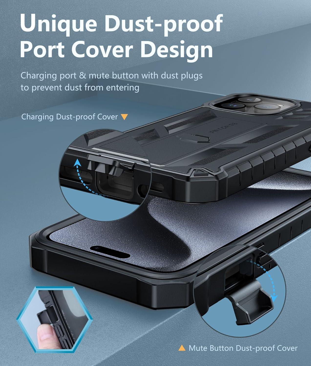 iPhone 15 Pro Max Phone Cover with Belt Clip FNTCASE