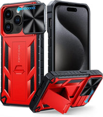 iPhone 13 /14 Pro Max Case: Rugged Military Grade Drop Proof Protection Phone Cover with Slidable Camera Lens Cover and Kickstand