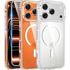 FNTCASE For iPhone 17 Pro Max 6.9 inch Clear Case: Magnetic Charging Shockproof Magsafe Support