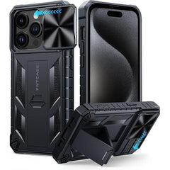 iPhone 13 /14 Pro Max Case: Rugged Military Grade Drop Proof Protection Phone Cover with Slidable Camera Lens Cover and Kickstand