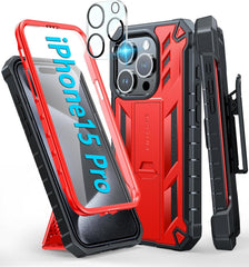 iPhone 15 Pro Phone Cover Red with Belt Clip FNTCASE