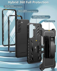 Galaxy S22 Military Rugged Sturdy Bumper Textured Cover with Belt-Clip Holster & Kickstand - FNTCASE OFFICIAL