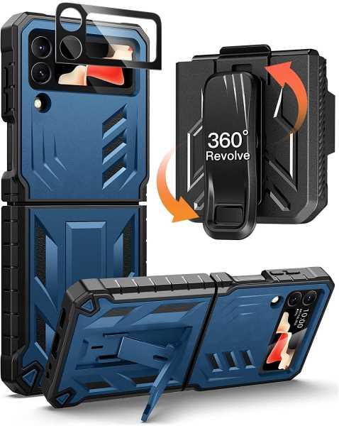 Galaxy Z Flip4 5G Military Grade Rugged Cover with Kickstand & Belt Clip Holster - FNTCASE OFFICIAL