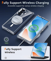 FNTCASE für Samsung Z Fold 7 Magnetische Hülle: Klare Handyhülle in Militärqualität mit Fallschutz und Vergilbungsschutz 