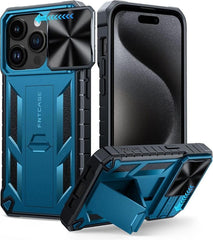 iPhone 15 Pro Case Phone Cover with Slidable Camera Cover and Kickstand