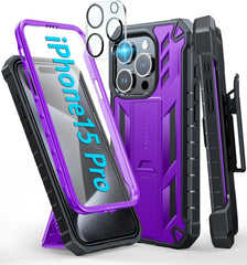 iPhone 15 Pro Phone Cover Purple with Belt Clip FNTCASE