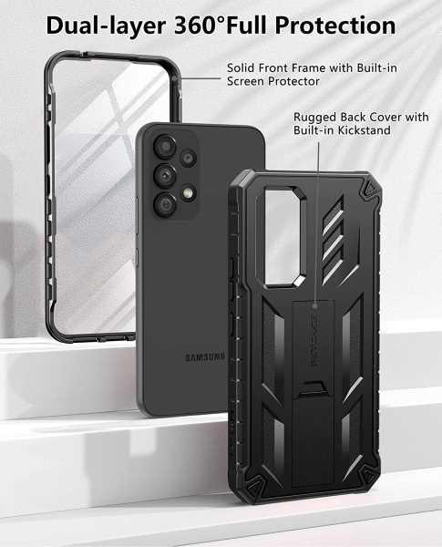 Galaxy A54 5G Military Matte Textured Rugged Cover with Kickstand - FNTCASE OFFICIAL