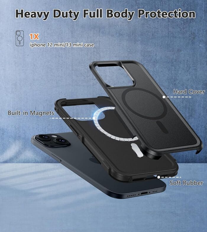 iPhone 12 Mini 13 Mini Phone Case Magnetic Dual Layer Military Grade Drop Shockproof Protection FNTCASE OFFICIAL iPhone 12 Mini 13 Mini Phone Case Magnetic Dual Layer Military Grade Drop Shockproof Protection FNTCASE OFFICIAL