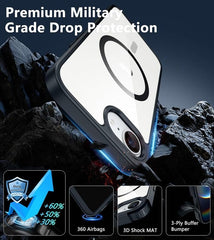 FNTCASE for iPhone SE 4/ SE 2025/ 16E Phone Case: Magnetic Translucent Shockproof Slim Phone Cover - Military Grade Drop Proof Hard Back Anti-Fingerprint Protective Case