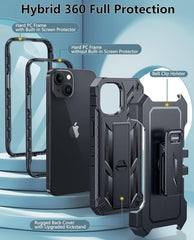 iPhone 13 iPhone 14 Military Shockproof Case with Belt Clip Holster