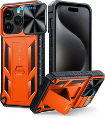 iPhone 13 /14 Pro Max Case: Rugged Military Grade Drop Proof Protection Phone Cover with Slidable Camera Lens Cover and Kickstand