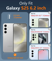 FNTCASE for Samsung Galaxy S25 6.2 inch Clear Case: Wireless Charging Anti Yellowing Shockproof Phone Case