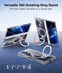 Samsung Galaxy Z Fold 8 Ultra/Z Fold 7 Case: 360° Spin Magnetic Stand, MagSafe, Screen Protector, Translucent Matte Military Grade Shockproof Full Hinge Protection