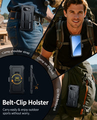 Google Pixel 10A Phone Case: Rugged Protective Phone Case with Belt Clip Holster and Kickstand