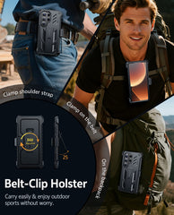 Samsung Galaxy S26 Ultra Case with Belt Clip Holster and Kickstand Military-Grade Protection Includes 2 Front Frames and a Built-in Screen Protector