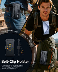 Samsung Galaxy S26 Plus Case with Belt Clip Holster and Kickstand Military-Grade Protection Includes 2 Front Frames and a Built-in Screen Protector