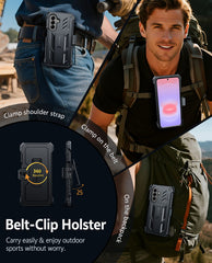 Samsung Galaxy A27 Phone Case: Rugged Protective Phone Case with Belt Clip Holster and Kickstand