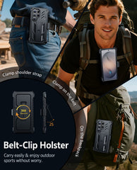 Samsung Galaxy S26 Ultra Case with Belt Clip Holster and Kickstand Military-Grade Protection Includes 2 Front Frames and a Built-in Screen Protector