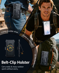 Samsung Galaxy S26 Case with Belt Clip Holster and Kickstand Military-Grade Protection Includes 2 Front Frames and a Built-in Screen Protector