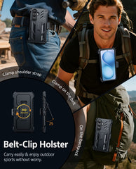 Samsung Galaxy S26 Case with Belt Clip Holster and Kickstand Military-Grade Protection Includes 2 Front Frames and a Built-in Screen Protector