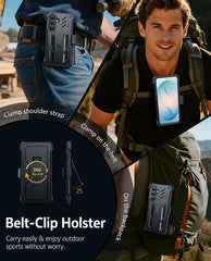 Samsung Galaxy S26 Plus Case with Belt Clip Holster and Kickstand Military-Grade Protection Includes 2 Front Frames and a Built-in Screen Protector